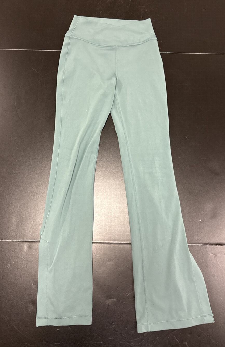 Athleta Girl Transcend Crossover Bootcut Flare Leggings 12 Green Soft Stretch